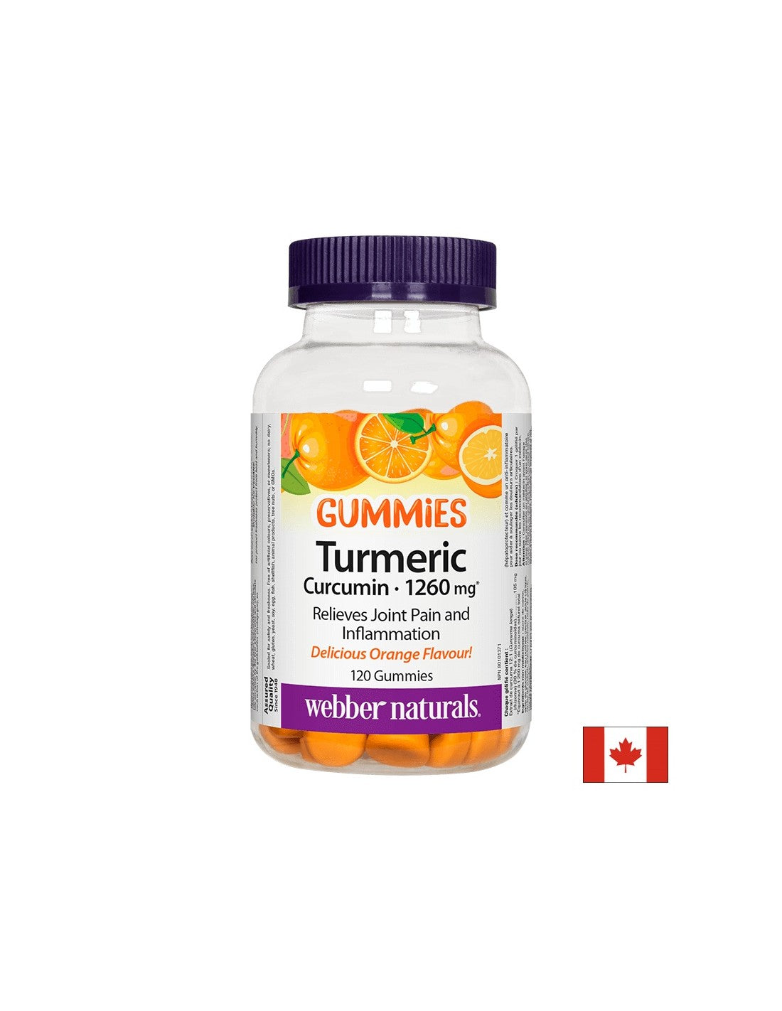 Turmeric Curcumin Gummies / Куркума, 120 желирани таблетки с вкус на портокал Webber Naturals - Feel You
