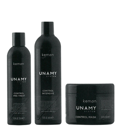 Unamy System Control Intensive Set Kemon: Control Intensive, Hair Shampoo, 400 ml + Control Intensive, Hair Conditioner, 250 ml + Control Intensive, Hair Treatment Cream Mask, 500 ml - Feel You