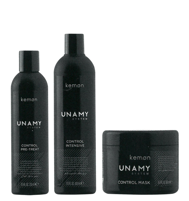 Unamy System Control Intensive Set Kemon: Control Intensive, Hair Shampoo, 400 ml + Control Intensive, Hair Conditioner, 250 ml + Control Intensive, Hair Treatment Cream Mask, 500 ml - Feel You