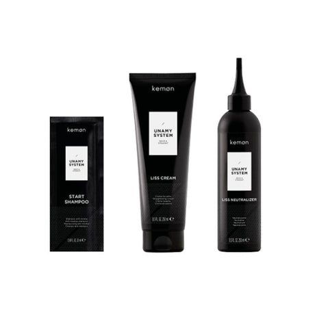 Unamy System Liss Set Kemon: Start, Hair Shampoo, 20 ml + Liss Cream, Hair Treatment Cream Mask, 250 ml + Liss Neutralizer, Hair Treatment Lotion Mask, 250 ml - Feel You