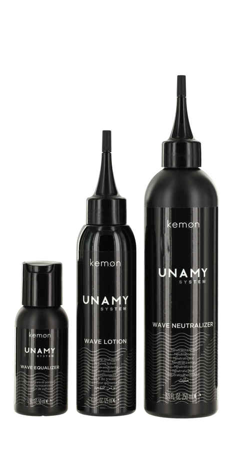 Unamy System Wave Set Kemon: Wave Equalizer, Hair Treatment Lotion Mask, 50 ml + Wave Lotion, Hair Treatment Lotion Mask, 150 ml + Wave Neutralizer, Hair Treatment Lotion Mask, 250 ml - Feel You