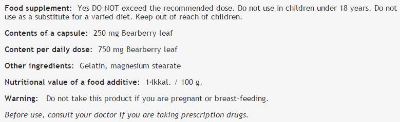 Uva Ursi Leaf 250 mg - 100 капсули - Feel You