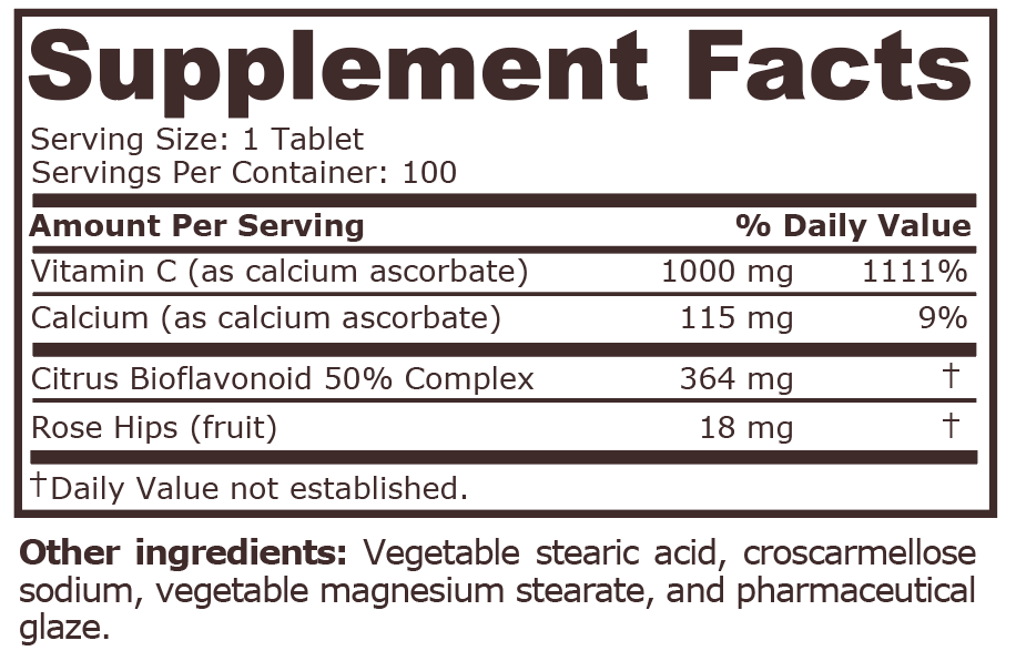 VITAMIN C-1000 BUFFERED - 100 Tablets - Feel You