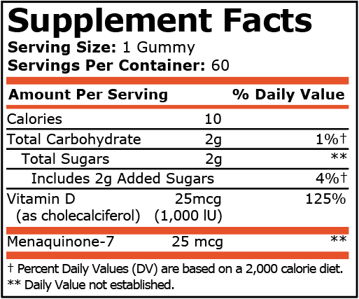 Pure Nutrition - VITAMIN D-3 & K-2 - 60 дъвчащи дражета