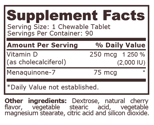 VITAMIN D-3 WITH K-2 - 90 Tablets