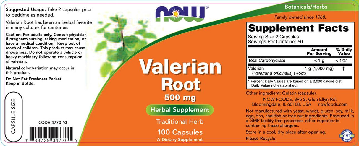 Valerian Root 500 mg - 100 капсули - Feel You