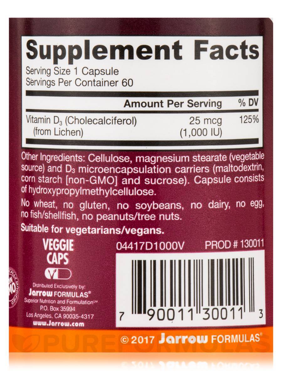 Vegan Vitamin D3 1000 IU 60 капсули - Feel You