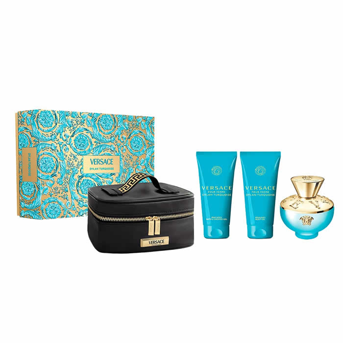Versace - Dylan Turquoise pour Femme Gift set EDT 100 ml, body lotion 100 ml, shower gel 100 ml and cosmetic bag - 100ml - Feel You