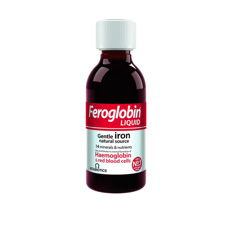 Vitabiotics, Feroglobin, Iron, Folic Acid, Vitamin B12, B6 & Zinc, Contributes To The Normal Formation Of Red Blood Cells & Hemoglobin, Syrup, 200 ml - Feel You