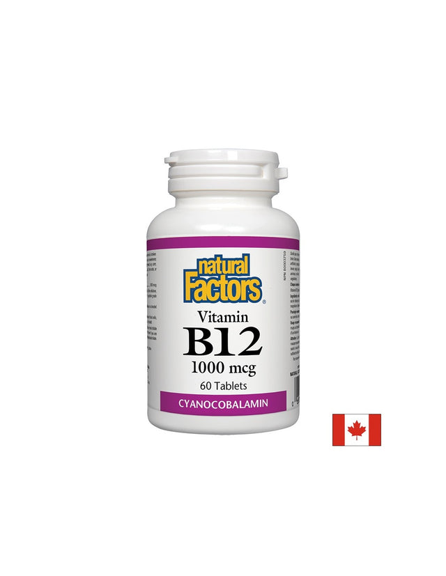 Vitamin B12/ Витамин В12 (цианокобаламин) 1000 mcg х 60 таблетки Natural Factors, - Feel You