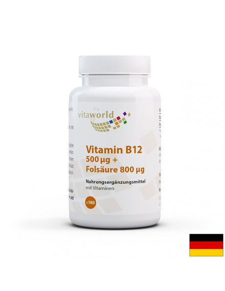 Vitamin B12 + Folsäure / Витамин B12 + Фолиева киселина, 180 таблетки - Feel You
