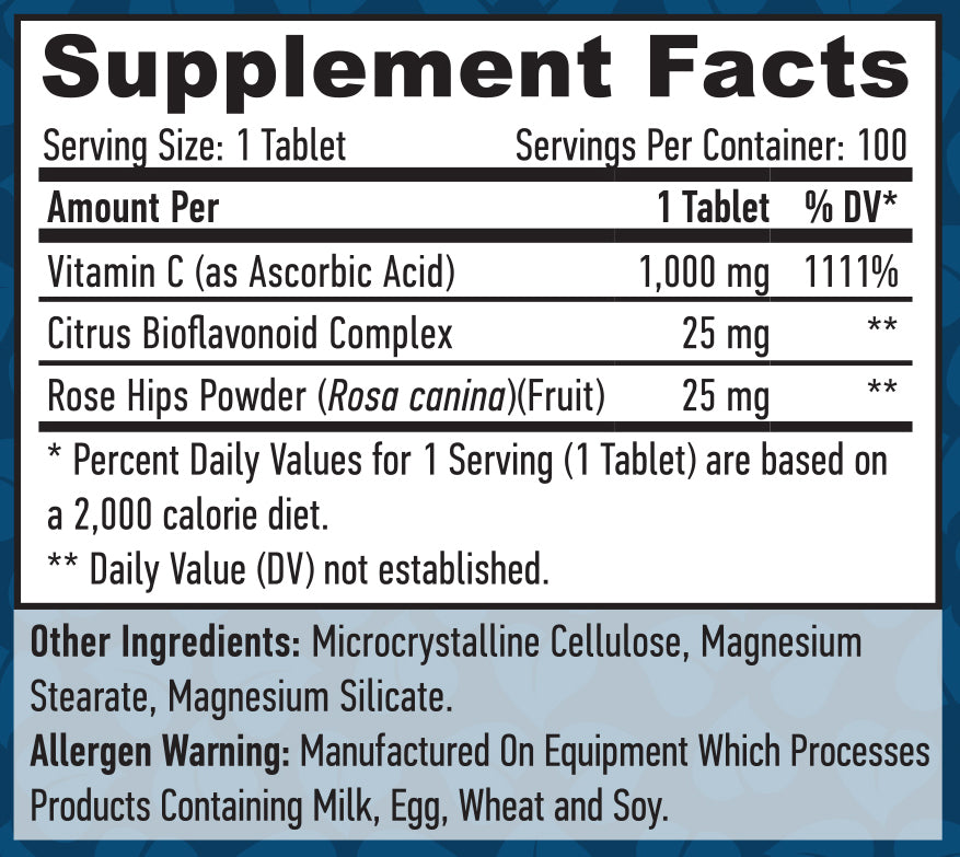 Vitamin C with Bioflavonoids and Rose Hips 1000 mg / 100 Tabs - Feel You