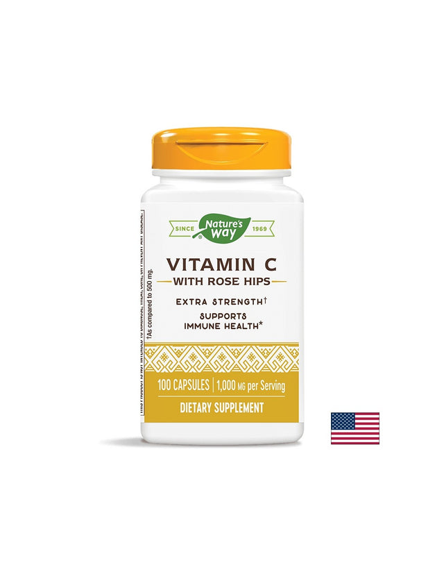 Vitamin C with Rose Hips/ Витамин С 1000 mg & Шипка x 100 капсули Nature’s Way - Feel You