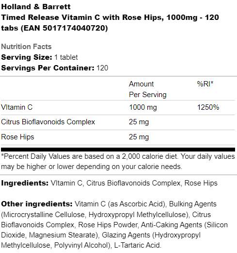 Vitamin C with Rose Hips 1500 mg | Timed Release - 100 Таблетки - Feel You
