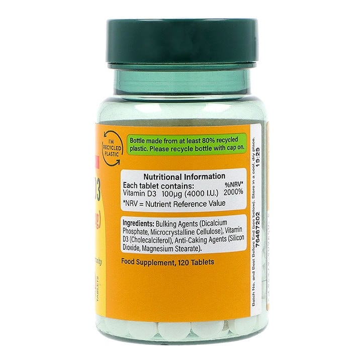 Витамин Д (Vitamin D 4000 I.U.) 100мкг 120 таблетки, H&B - Feel You
