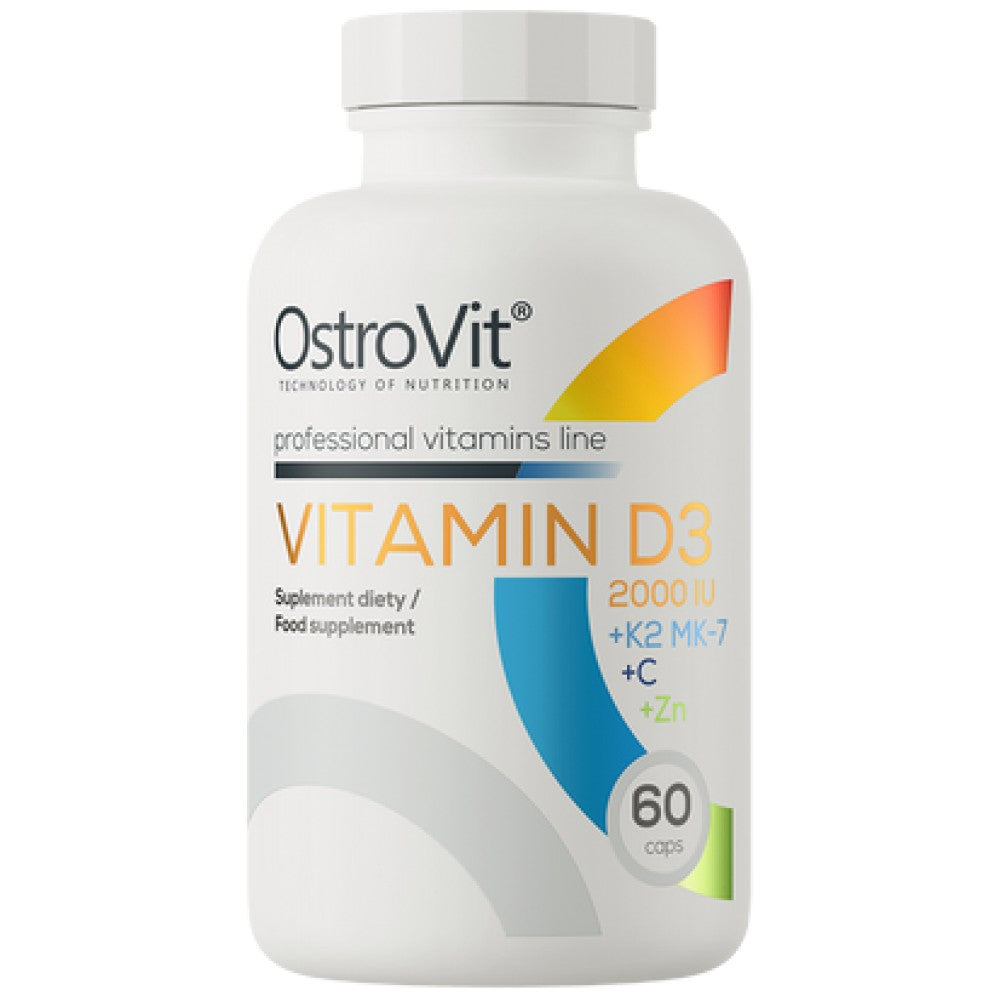 Vitamin D3 2000 + K2 MK-7 / + Vitamin C + Zinc - 60 капсули - Feel You