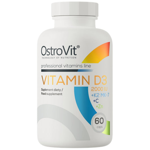 Vitamin D3 2000 + K2 MK-7 / + Vitamin C + Zinc - 60 капсули - Feel You