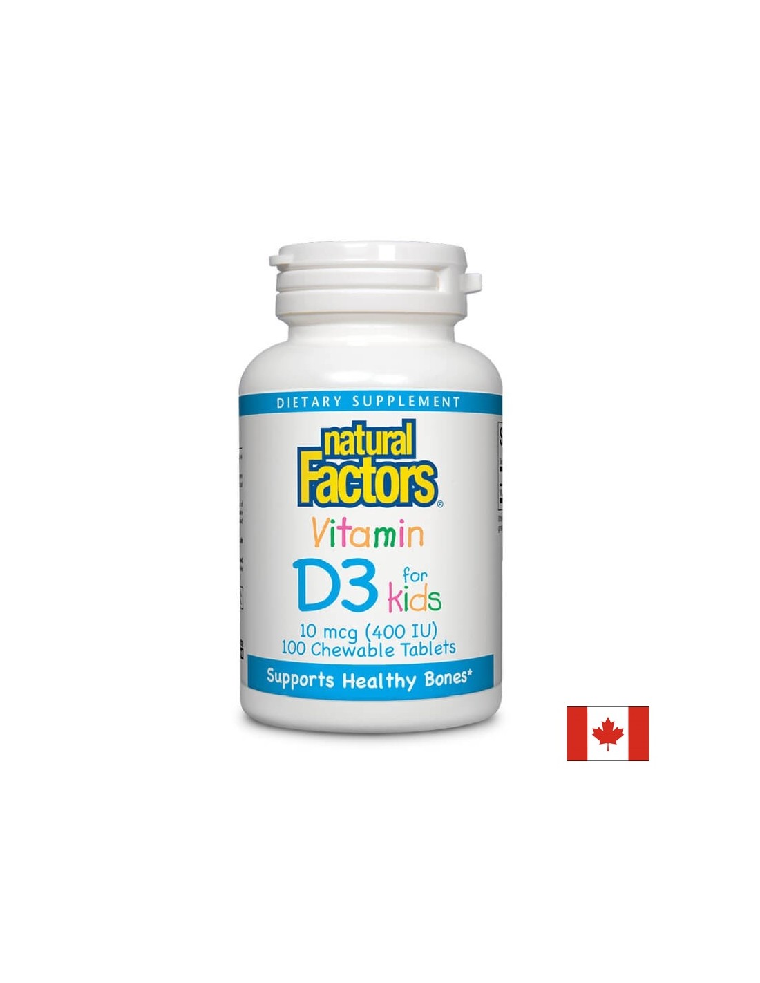 Vitamin D3 for Kids 400 IU - 100 Дъвчащи таблетки - Feel You