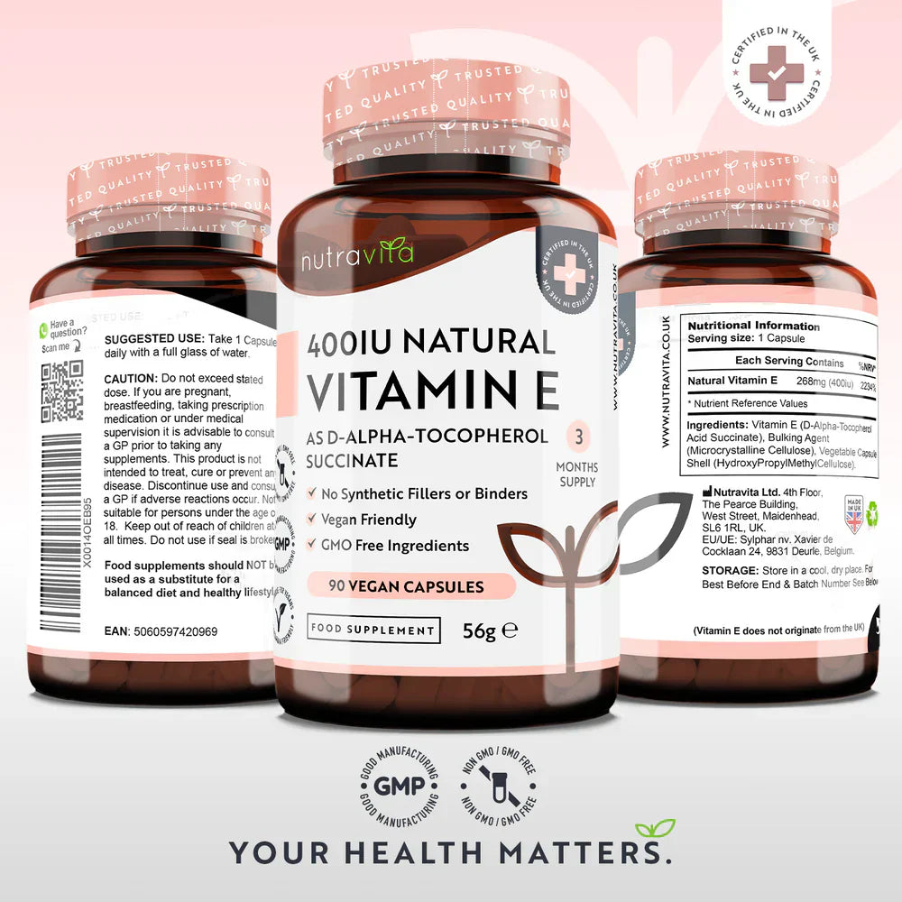 Natural Vitamin E 400IU 90 Vcaps - Nutra Best Bulgaria