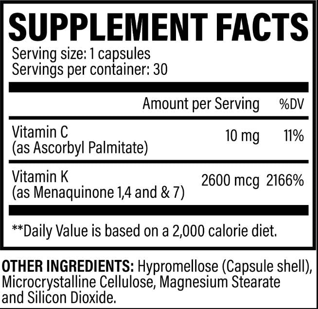 Vitamin K2 2600 mcg | as MK-1, MK-4 and MK-7 - 30 капсули - Feel You