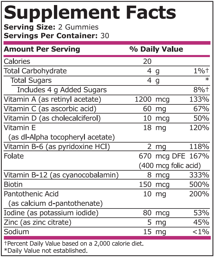 WOMEN'S MULTI STRAWBERRY, ORANGE & CHERRY - 60 gummies