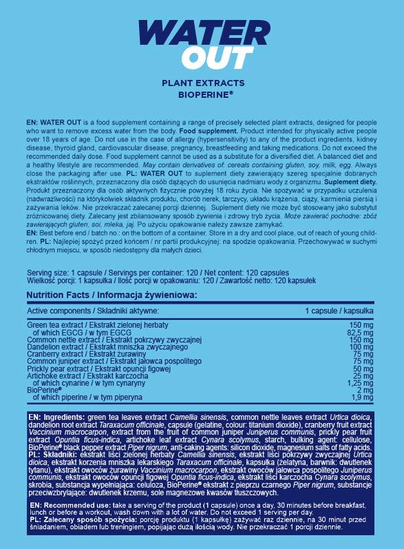 Water Out | Plant Extract Based Diuretic - 120 капсули - Feel You