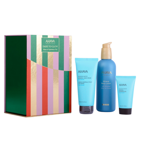 Wave of Hydration Trio Set Ahava:  Dead Sea Water, Vegan, Hydrating, Hand Cream, 100 ml +  Dead Sea Water, Vegan, Cleansing and Hydrating, Shower Gel, For All Skin Types, 40 ml + Sea Kissed, Hydrating, Body Lotion, 250 ml - Feel You