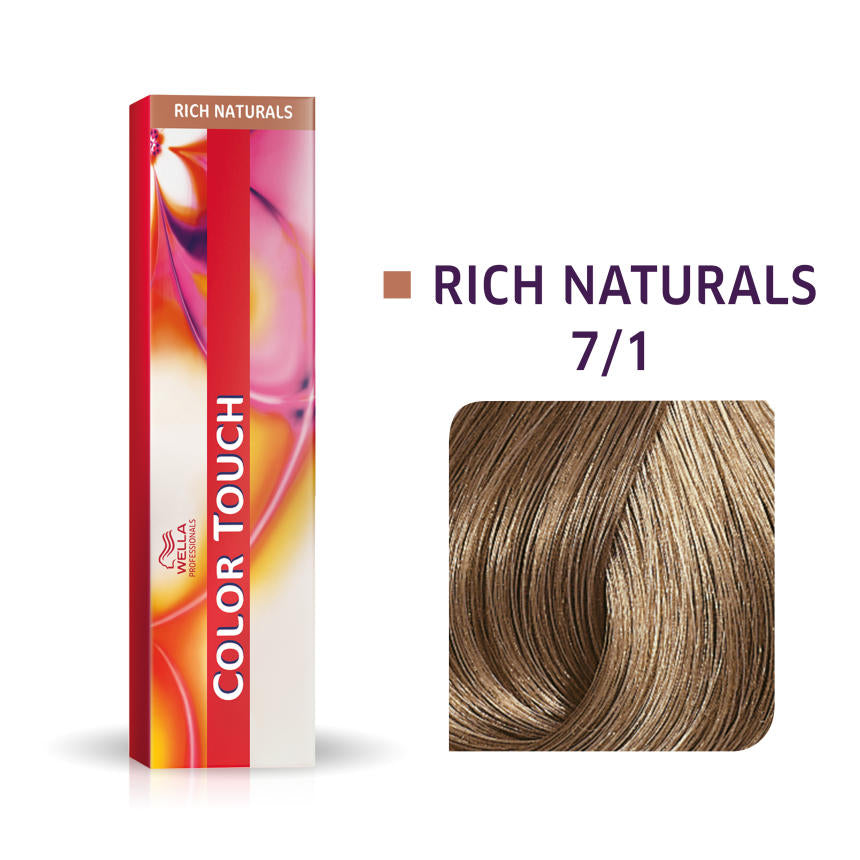 Wella Professionals, Color Touch, Ammonia-Free, Semi-Permanent Hair Dye, 7/1 Medium Ash Blond, 60 ml - Feel You