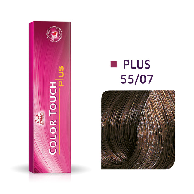 Wella Professionals, Color Touch Plus, Ammonia-Free, Semi-Permanent Hair Dye, 55/07 Light Chestnut Intense Natural Brown, 60 ml - Feel You
