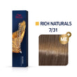 Wella Professionals, Koleston Perfect Me+, Permanent Hair Dye, 7/31 Medium Blonde Gold Ash, 60 ml - Feel You