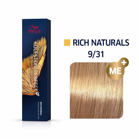 Wella Professionals, Koleston Perfect Me+, Permanent Hair Dye, 9/31 Very Light Blonde Gold Ash, 60 ml - Feel You