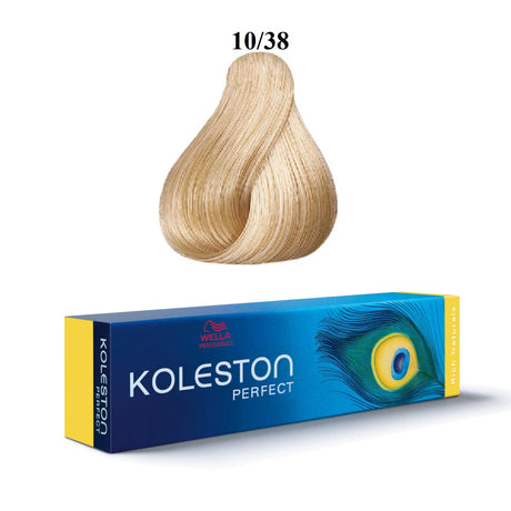 Wella Professionals, Koleston Perfect, Permanent Hair Dye, 10/38 Bright Light Blonde Golden Blue, 60 ml - Feel You
