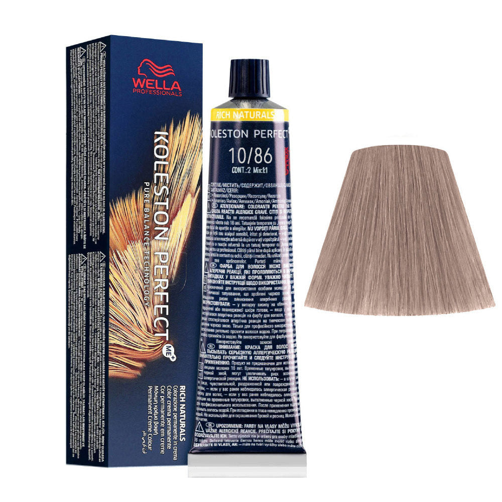 Wella Professionals, Koleston Perfect, Permanent Hair Dye, 10/86 Lightest Blonde Pearl Violet, 60 ml *Tester - Feel You