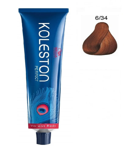 Wella Professionals, Koleston Perfect, Permanent Hair Dye, 6/34 Dark Blonde Golden Red, 60 ml - Feel You