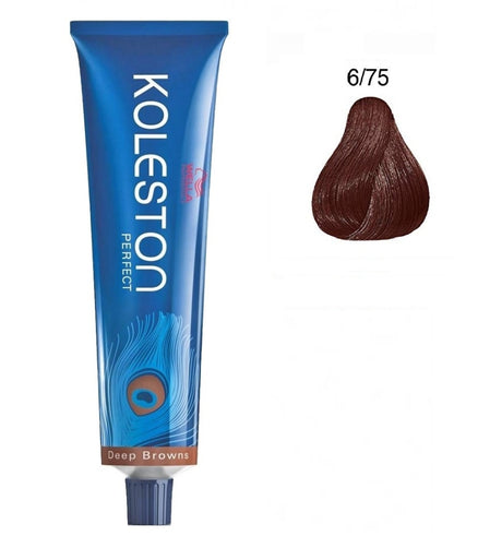 Wella Professionals, Koleston Perfect, Permanent Hair Dye, 6/75 Dark Blonde Chestnut Mahogany, 60 ml - Feel You