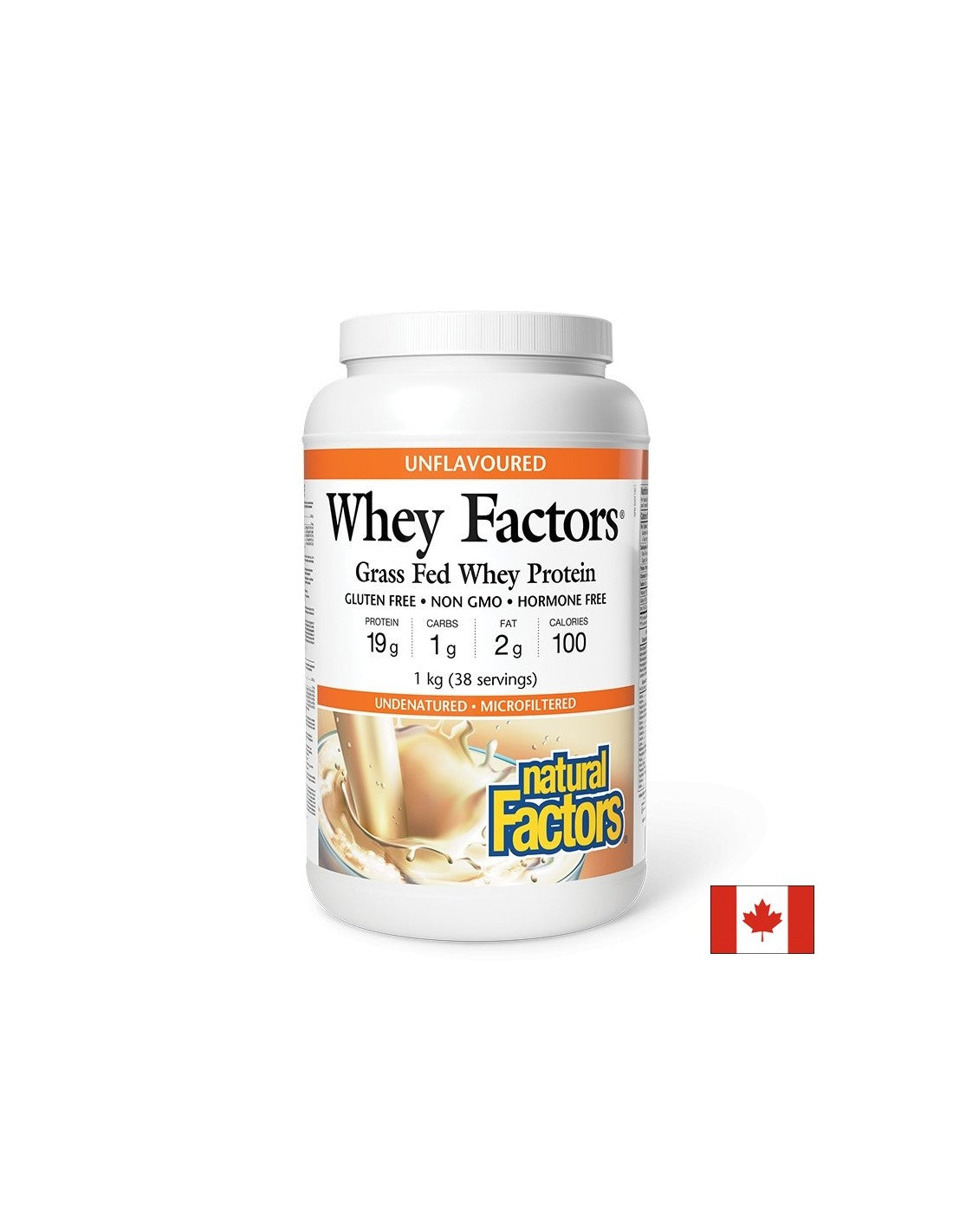 Чист суроватъчен протеин Whey Factors® - Неовкусен, за мускули и възстановяване, 1 kg прах - Feel You