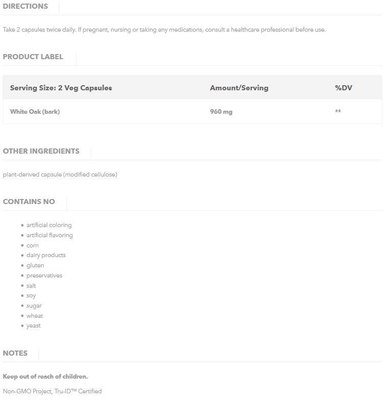 White Oak 480 mg - 100 капсули - Feel You