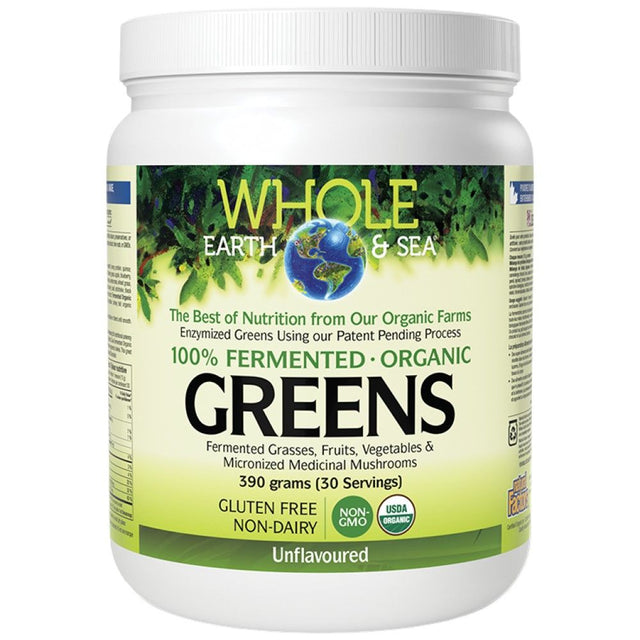 Whole Earth & Sea | 100% Fermented Organic Greens, Unflavored - 390 грама - Feel You