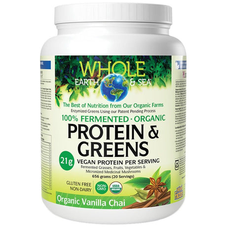 Whole Earth & Sea | 100% Fermented Organic Protein and Greens, Chocolate - 656 грама - Feel You
