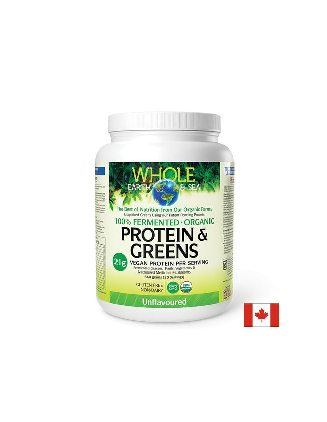 Whole earth and sea® 100 Fermented Organic Protein and Greens (неовкусен), 640 g пудра - Feel You