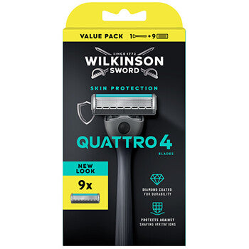 Wilkinson Sword - Quattro 4 Skin Protection - Holicí strojek + 9 hlavic - Feel You