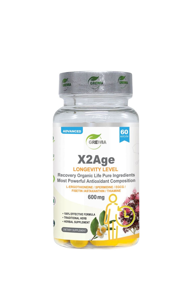 X2Age Longevity Level L-Ergothioneine, Spermidine, EGCG, Fisetin – 600 mg, 60 Caps - Feel You