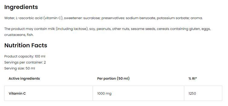 Vitamin C 2000 Shot - 20 x 100 мл - Feel You