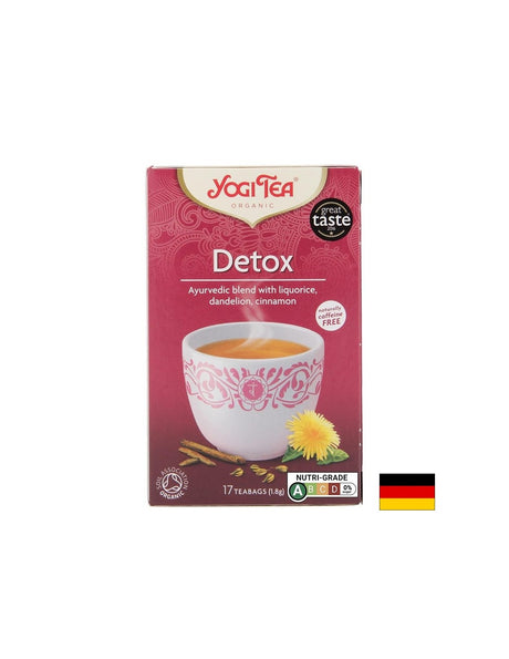 Yogi Tea Detox – аюрведичен чай за детоксикация със сладък корен, репей и глухарче, БИО, 17 филтърни пакетчета - Feel You
