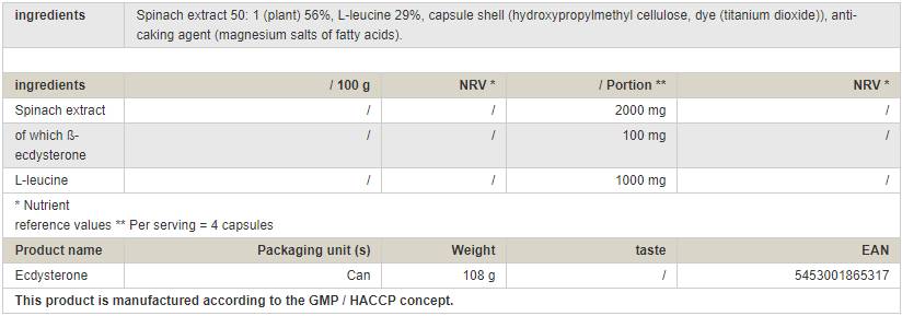 Ecdysterone - 120 капсули - Feel You
