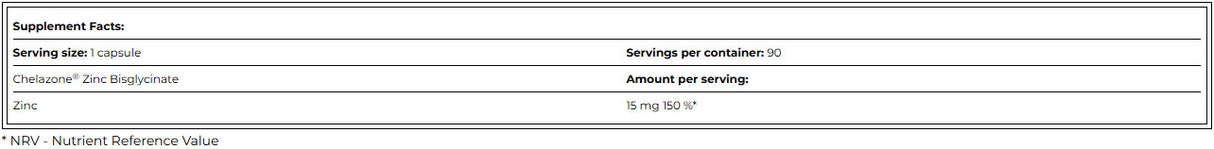 Zinc Bisglycinate 15 mg / 90 Vcaps - Feel You