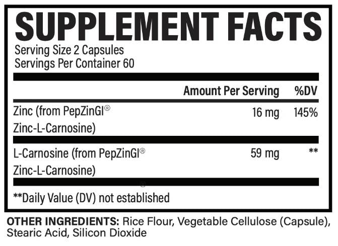 Zinc Carnosine 16 mg - 120 капсули - Feel You
