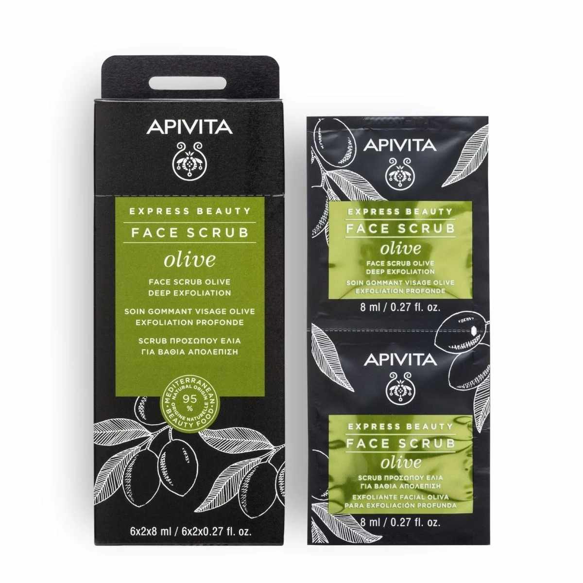 Apivita, Olive, Exfoliating & Purifying, Scrub Mask, For Face, 2 pcs, 8 ml