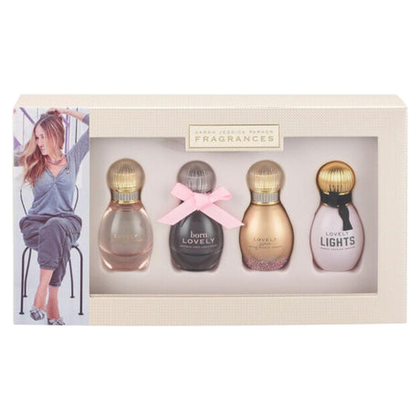 Set Sarah Jessica Parker: Lovely, Eau De Parfum, For Women, 5 ml *Miniature + Born Lovely, Eau De Parfum, For Women, 5 ml *Miniature + Lovely You, Eau De Parfum, For Women, 5 ml *Miniature + Lovely Lights, Eau De Parfum, For Women, 5 ml - Feel You