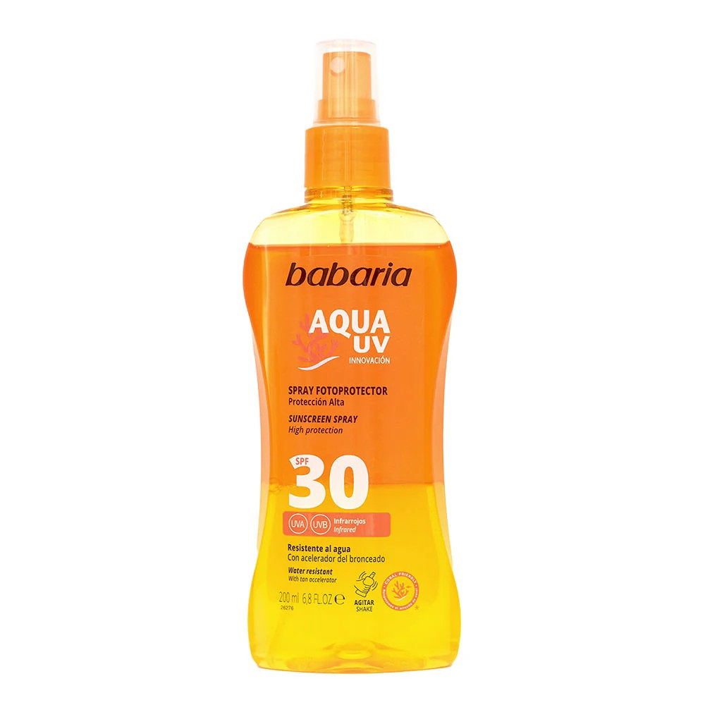 Babaria, Aqua UV, Sun Protection, Sunscreen Spray, SPF 30, 200 ml